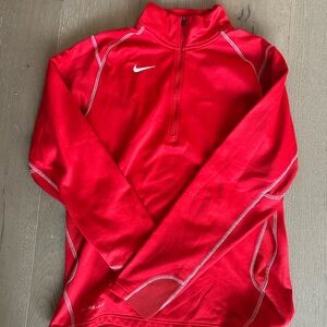 Nike Red Quarter-Zip Top with White Details